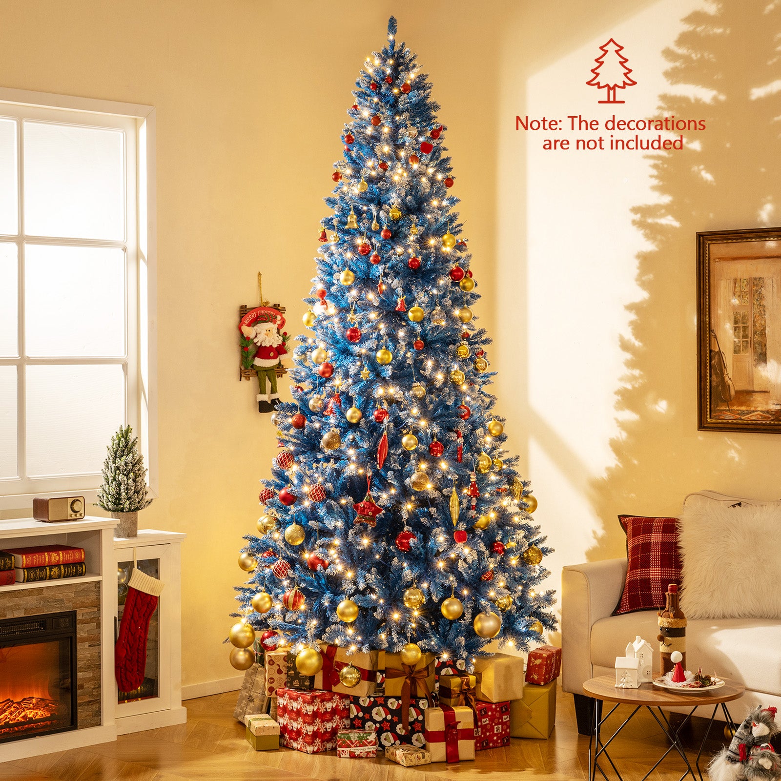 6/7/8/9 FT Artificial Christmas Tree with 767 Snowy Branch Tips-9 FT, Blue Christmas Tree at Gallery Canada