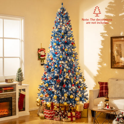 6/7/8/9 FT Artificial Christmas Tree with 767 Snowy Branch Tips-9 FT, Blue Christmas Tree at Gallery Canada