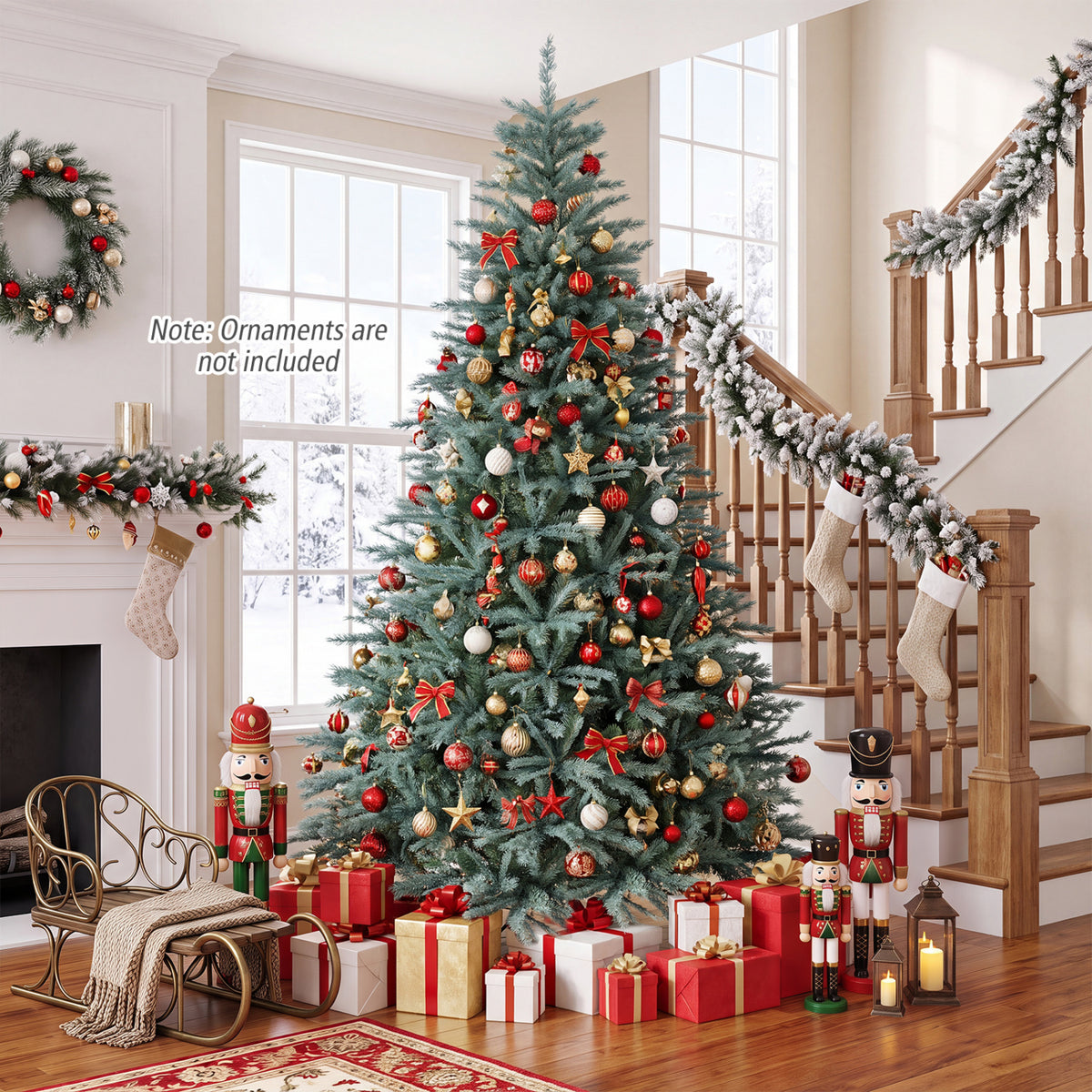 8 Ft Artificial Spruce Christmas Tree with 1765 Tips, Blue & Green