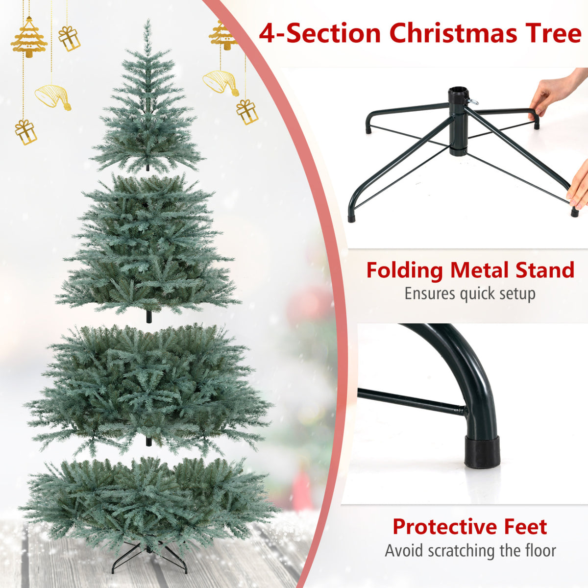 8 Ft Artificial Spruce Christmas Tree with 1765 Tips, Blue & Green