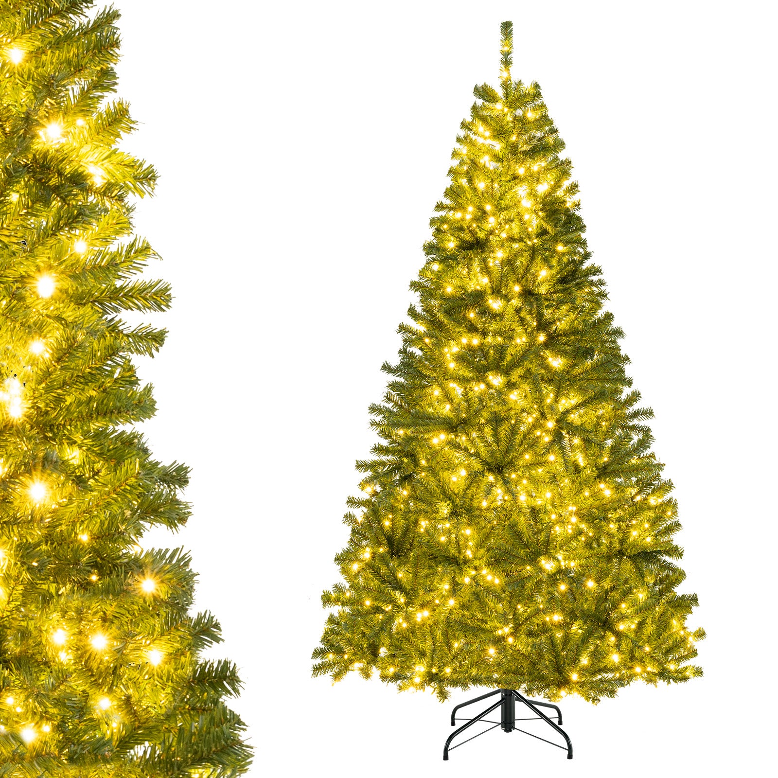 6/7/8 FT Pre-Lit Artificial Christmas Tree with Remote Control and LED Lights-7ft, Green Christmas Tree Green at Gallery Canada