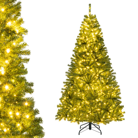 6/7/8 FT Pre-Lit Artificial Christmas Tree with Remote Control and LED Lights-7ft, Green Christmas Tree Green at Gallery Canada