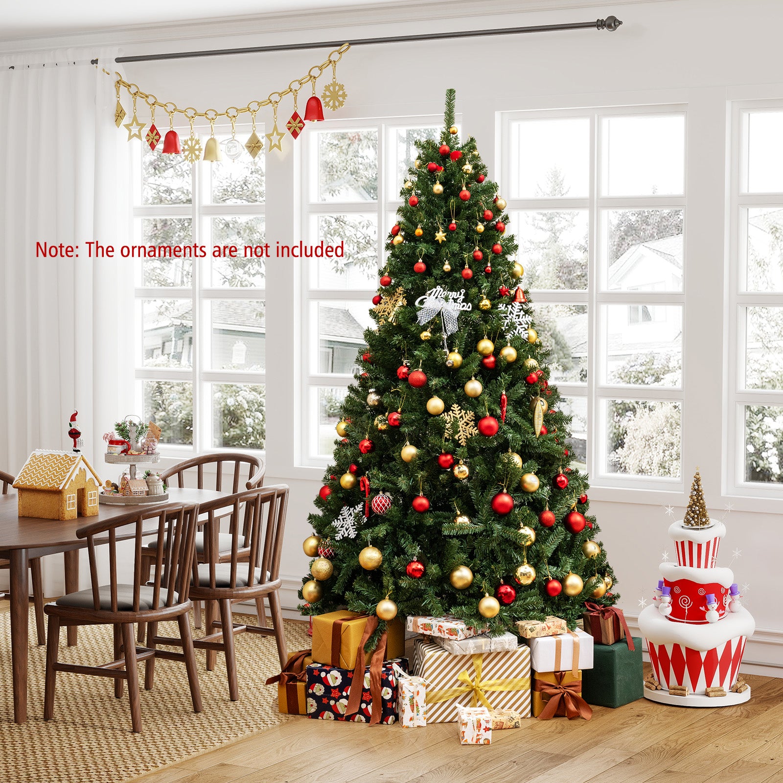 6/7/8 FT Pre-Lit Artificial Christmas Tree with Remote Control and LED Lights-7ft, Green Christmas Tree at Gallery Canada