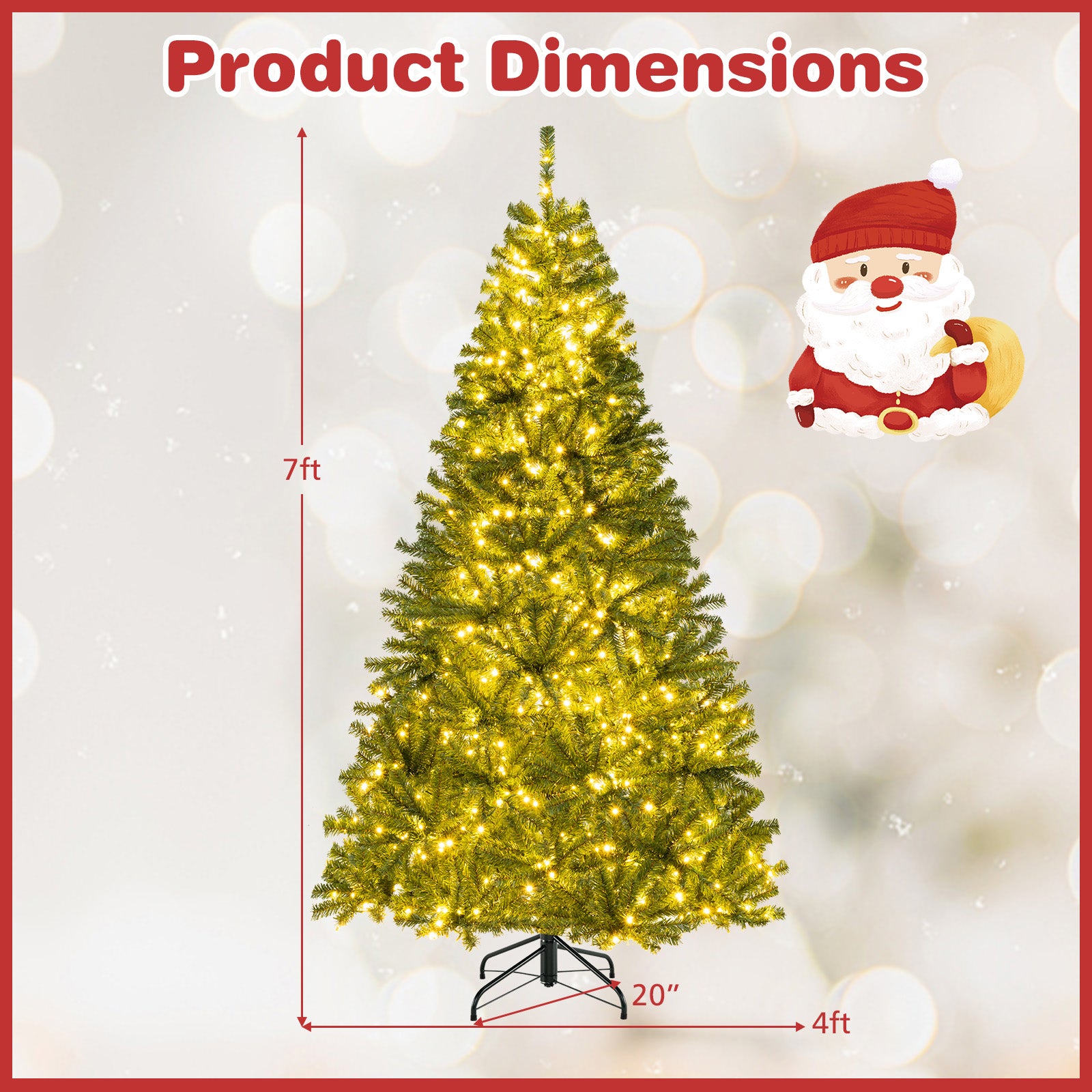 6/7/8 FT Pre-Lit Artificial Christmas Tree with Remote Control and LED Lights-7ft, Green Christmas Tree at Gallery Canada