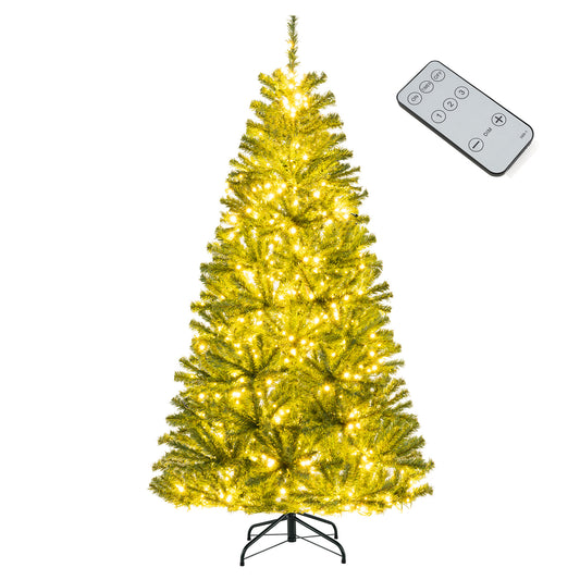6/7/8 FT Pre-Lit Artificial Christmas Tree, Remote Control LED Lights, Green Christmas Tree Green at Gallery Canada