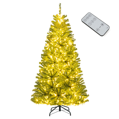 6/7/8 FT Pre-Lit Artificial Christmas Tree with Remote Control and LED Lights-S, Green