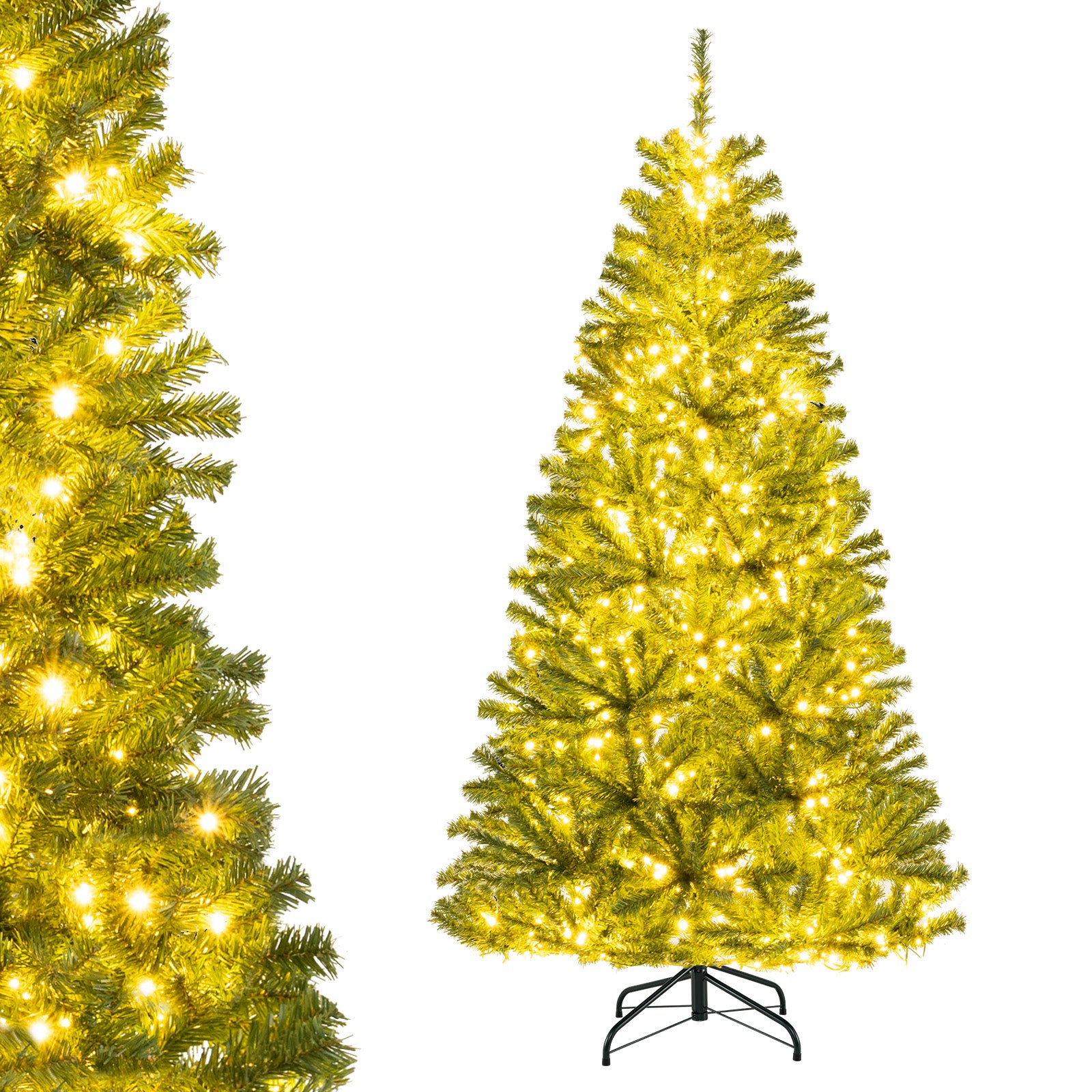 6/7/8 FT Pre-Lit Artificial Christmas Tree with Remote Control and LED Lights-S, Green Christmas Tree at Gallery Canada