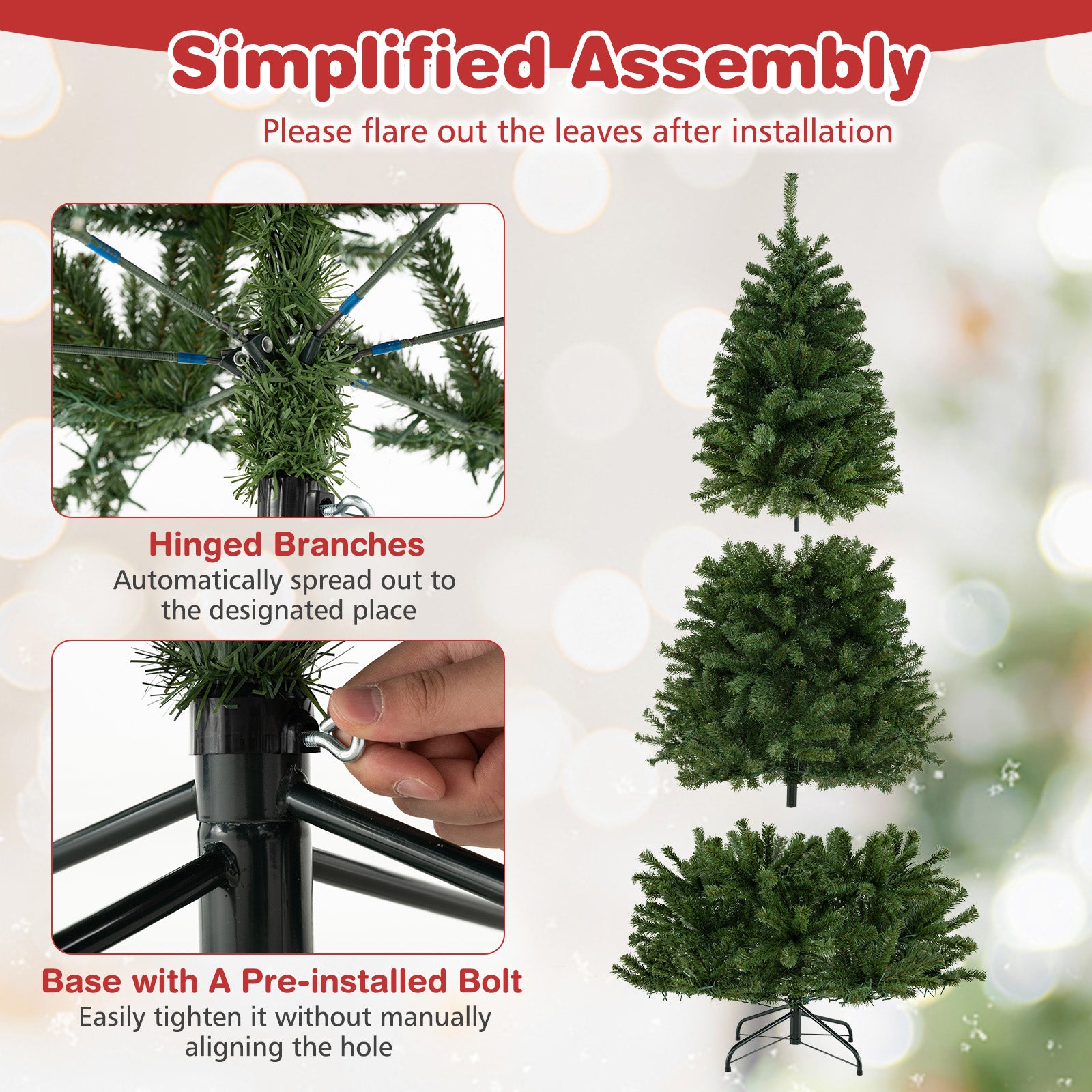 6/7/8 FT Pre-Lit Artificial Christmas Tree with Remote Control and LED Lights-S, Green Christmas Tree at Gallery Canada