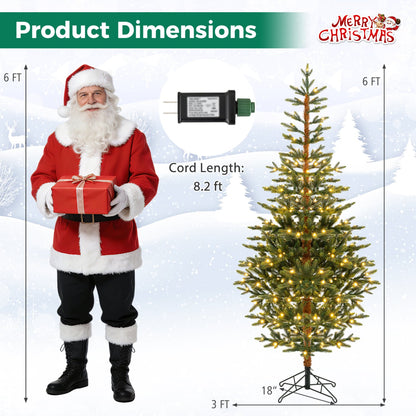 6/7/8 FT Pre-Lit Artificial Christmas Tree with 250/290/330 Warm White LED Lights-6 FT, Green