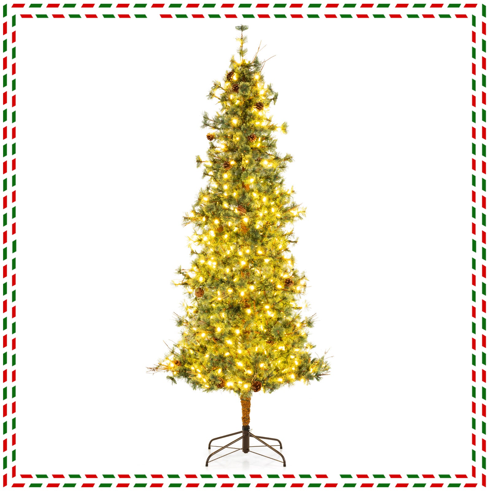 8ft Artificial Christmas Tree, Pre-lit With Warm White LED Lights, Green Christmas Tree at Gallery Canada