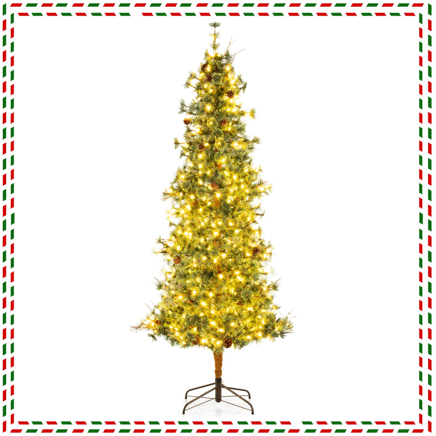 8ft Artificial Christmas Tree, Pre-lit With Warm White LED Lights, Green Christmas Tree at Gallery Canada