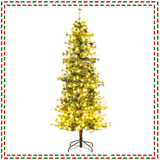 7ft Pre-lit Artificial Christmas Tree With Warm White LED Lights, Green Christmas Tree Green at Gallery Canada