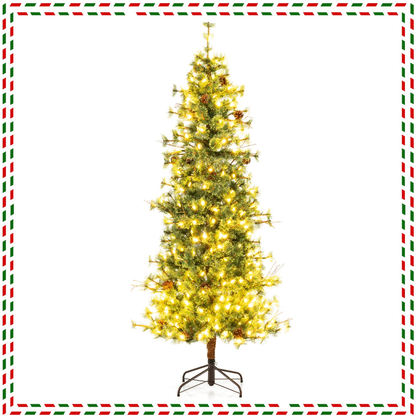 7ft Pre-lit Artificial Christmas Tree With Warm White LED Lights, Green Christmas Tree at Gallery Canada