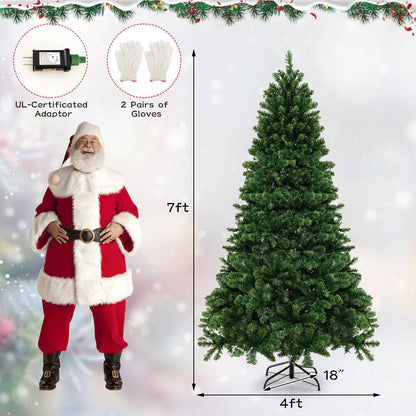 7 Ft Hinged Christmas Tree, PVC Branch Tips, Warm White LED Lights, Green Christmas Tree at Gallery Canada
