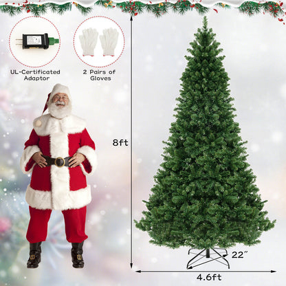 6/7/8 Feet Hinged Christmas Tree with PVC Branch Tips Warm White LED Lights-8 ft, Green Christmas Tree at Gallery Canada