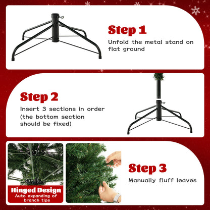 6/7/8 Feet Hinged Christmas Tree with PVC Branch Tips Warm White LED Lights-8 ft, Green Christmas Tree at Gallery Canada