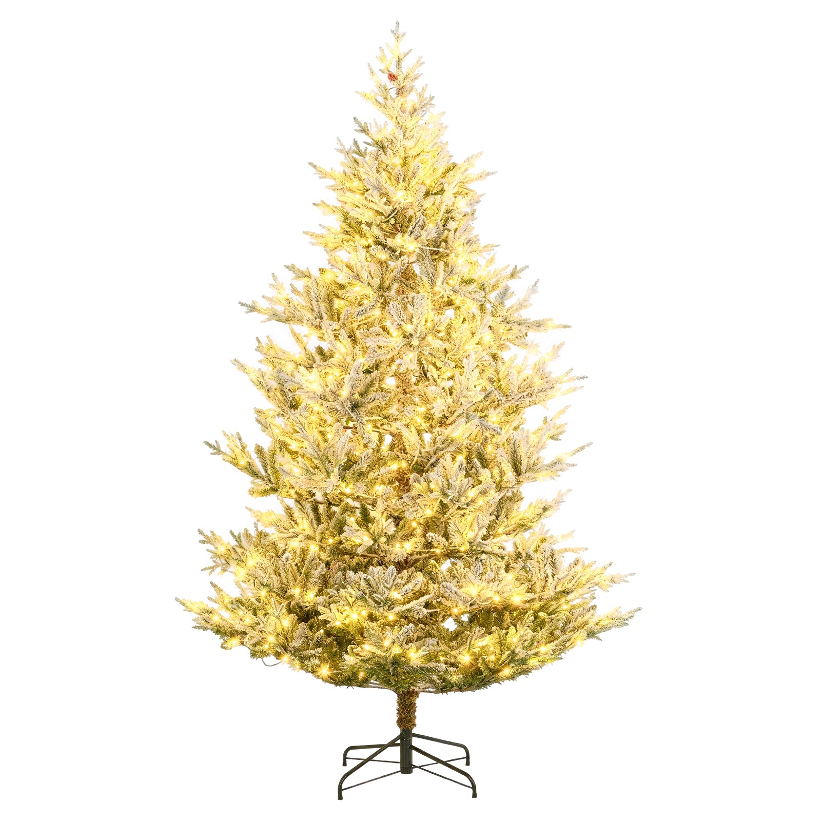 6/7/8 Feet Pre-Lit Artificial Christmas Tree Hinged Snow Flocked Xmas Tree-8 Feet, Green Christmas Tree Options at Gallery Canada