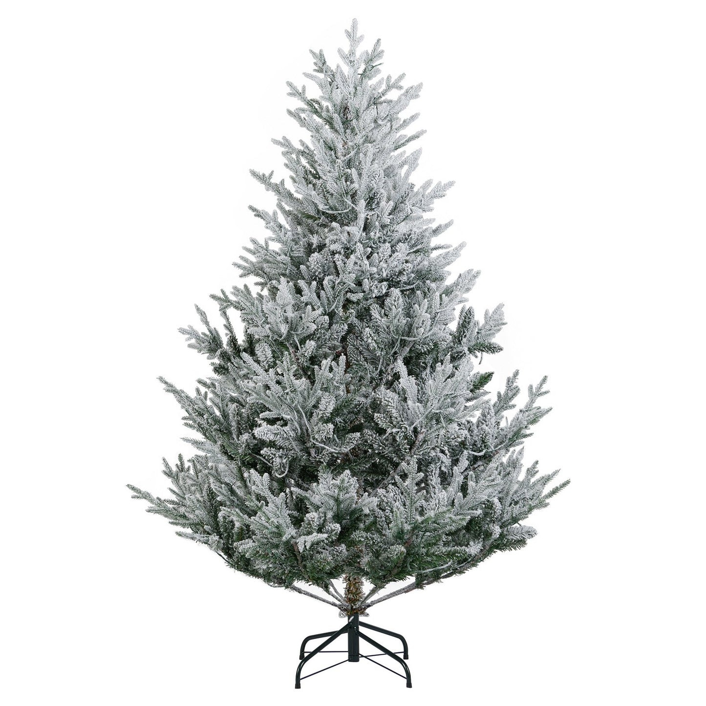6/7/8 Feet Pre-Lit Artificial Christmas Tree Hinged Snow Flocked Xmas Tree-6 ft, Green Christmas Tree at Gallery Canada