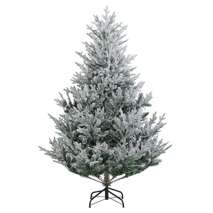 6/7/8 Feet Pre-Lit Artificial Christmas Tree Hinged Snow Flocked Xmas Tree-6 ft, Green Christmas Tree at Gallery Canada