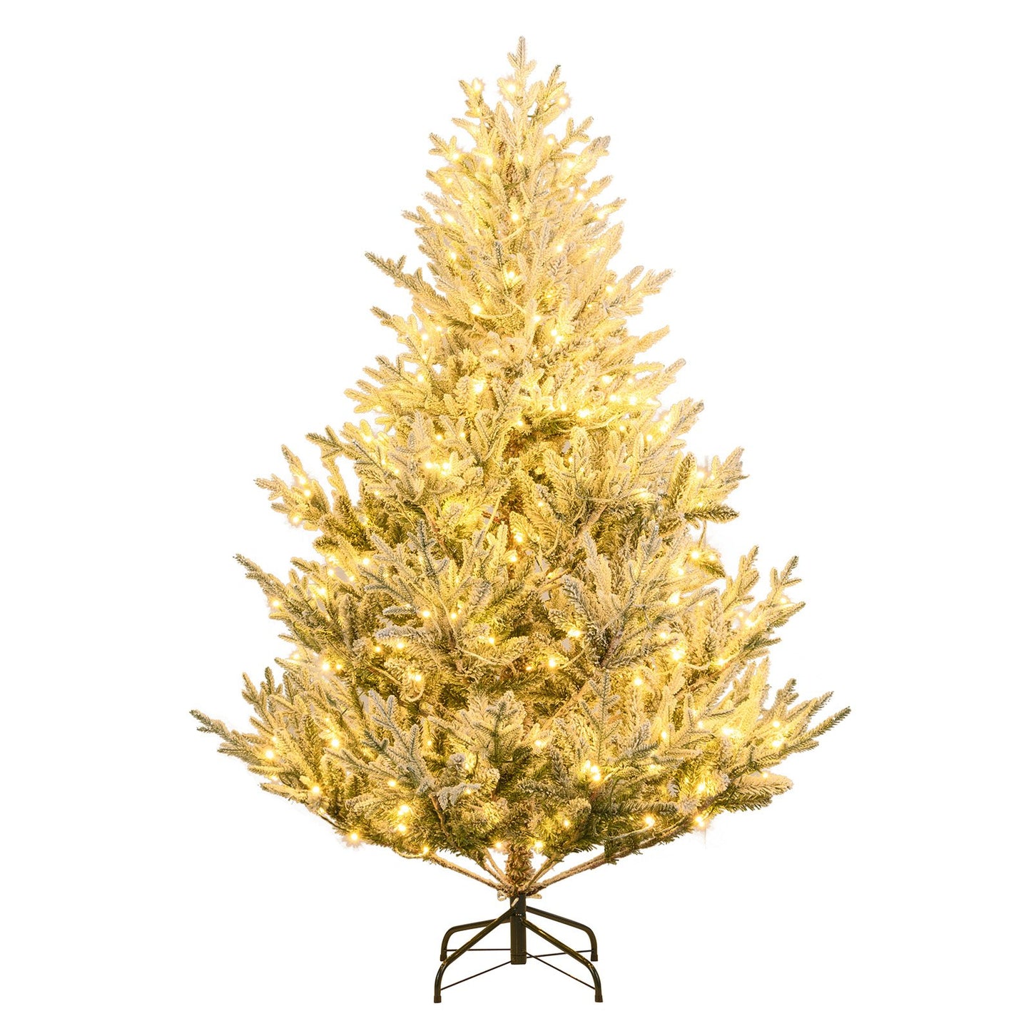 6/7/8 Feet Pre-Lit Artificial Christmas Tree Hinged Snow Flocked Xmas Tree-6 ft, Green Christmas Tree Options at Gallery Canada