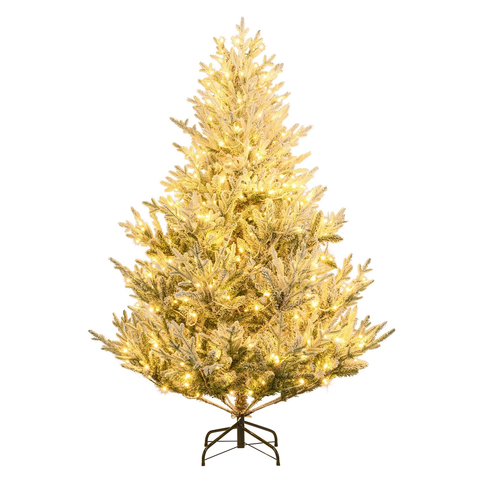 6/7/8 Feet Pre-Lit Artificial Christmas Tree Hinged Snow Flocked Xmas Tree-6 ft, Green Christmas Tree Options at Gallery Canada
