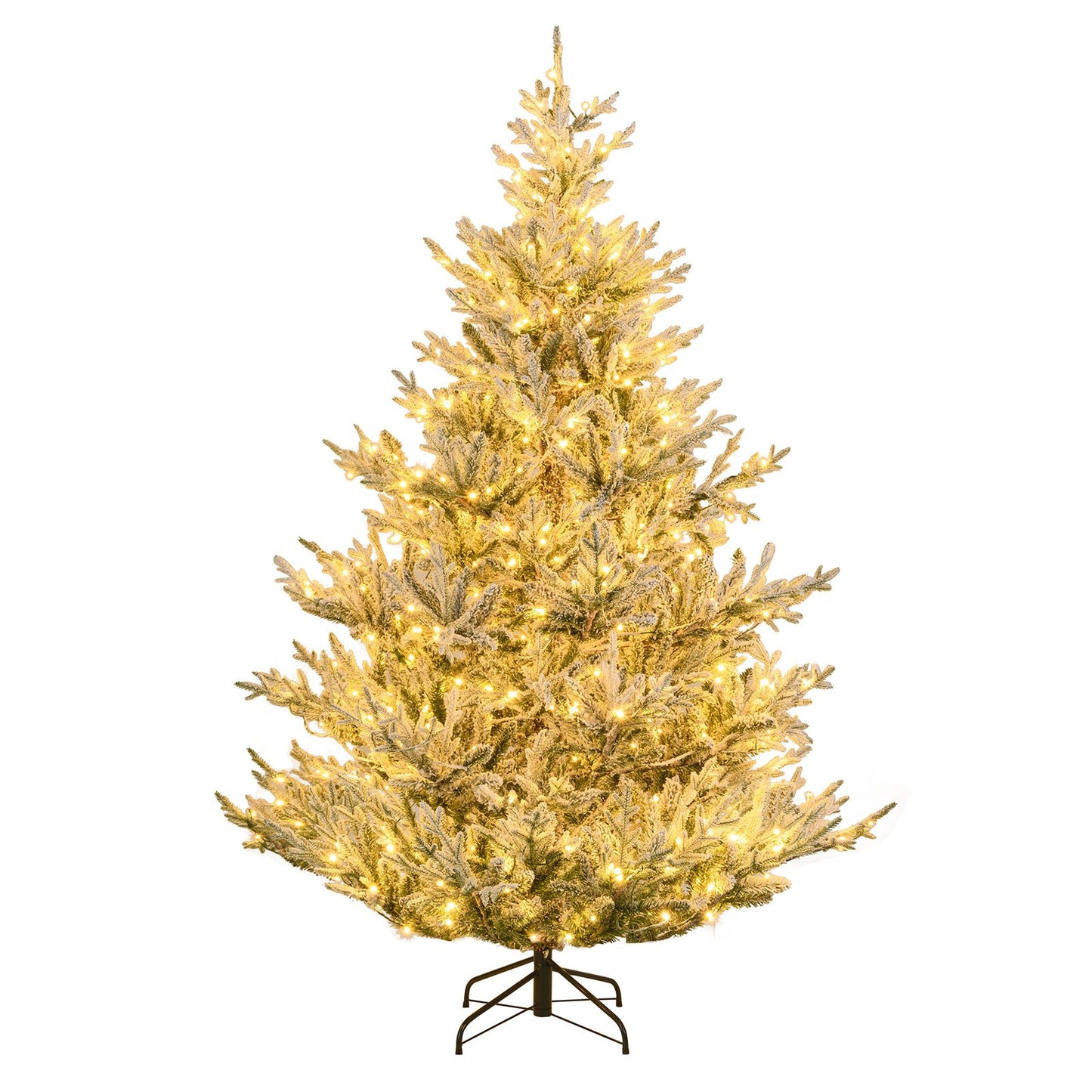 6/7/8 Feet Pre-Lit Artificial Christmas Tree Hinged Snow Flocked Xmas Tree-7 ft, Green Christmas Tree Options at Gallery Canada