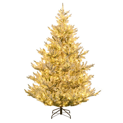 6/7/8 Feet Pre-Lit Artificial Christmas Tree Hinged Snow Flocked Xmas Tree-7 ft, Green Christmas Tree Options at Gallery Canada