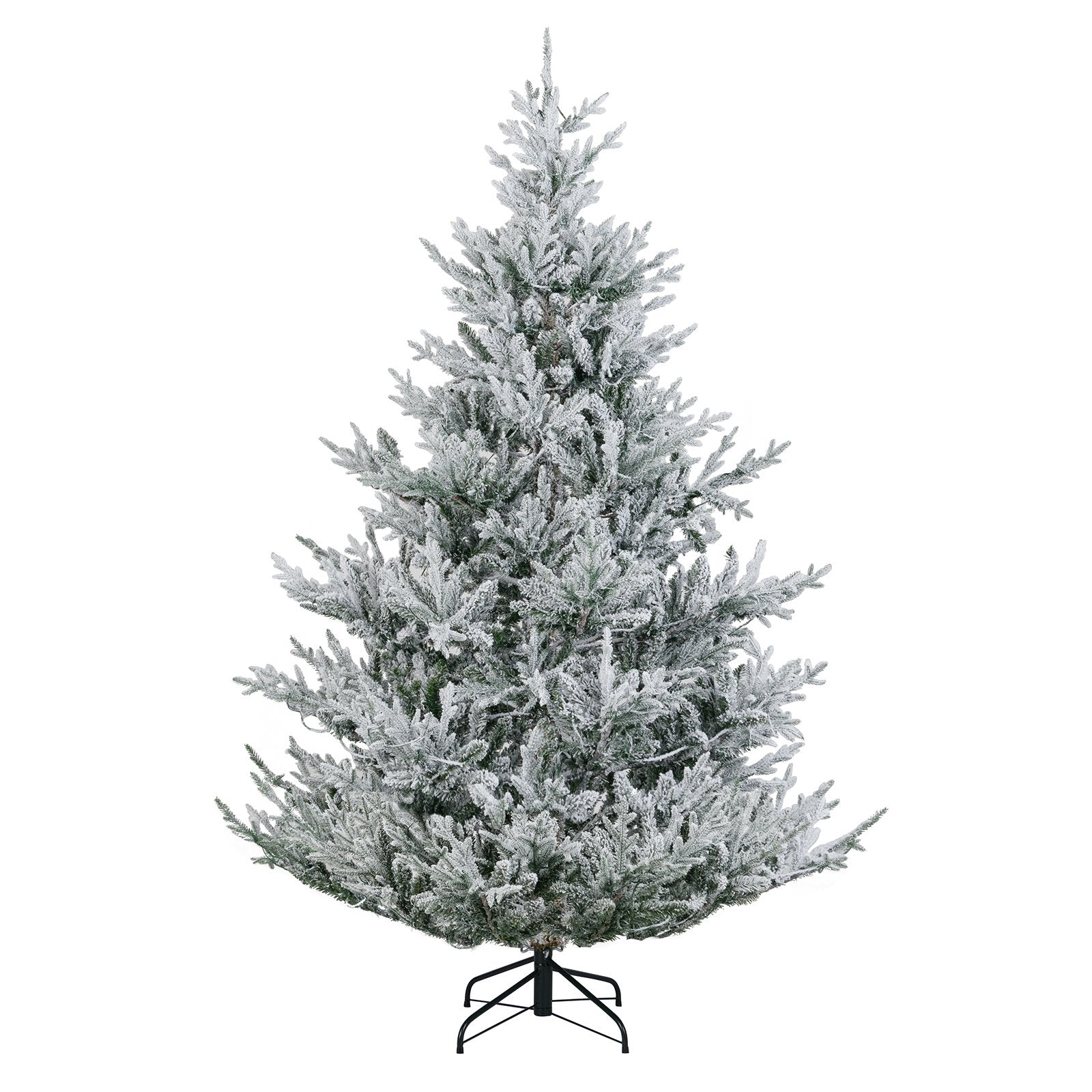 6/7/8 Feet Pre-Lit Artificial Christmas Tree Hinged Snow Flocked Xmas Tree-7 ft, Green Christmas Tree at Gallery Canada