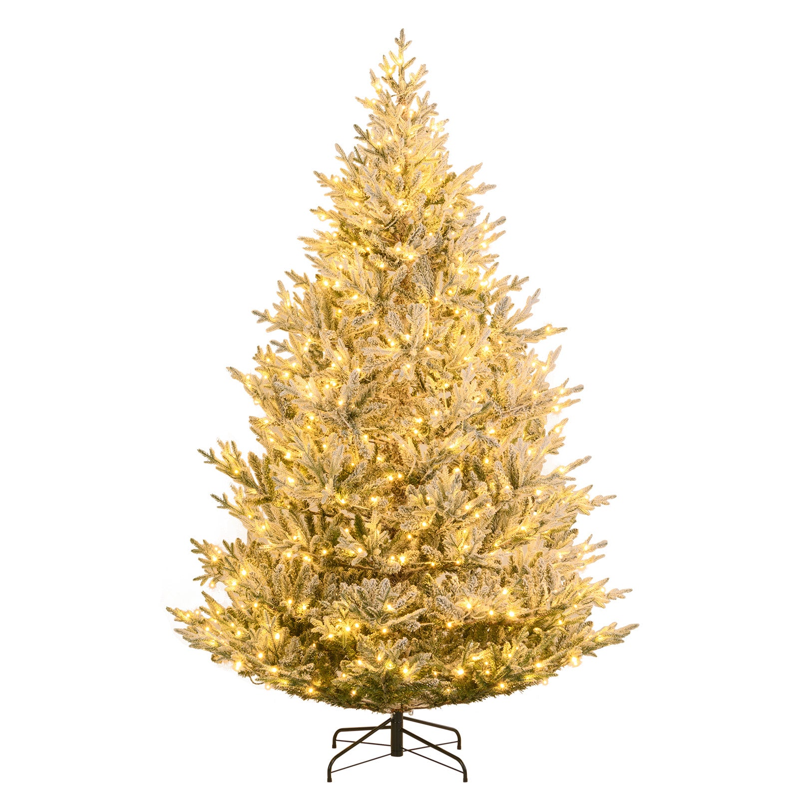 Pre-Lit Artificial Christmas Tree, 8 Feet, Hinged Snow Flocked, Green Christmas Tree at Gallery Canada