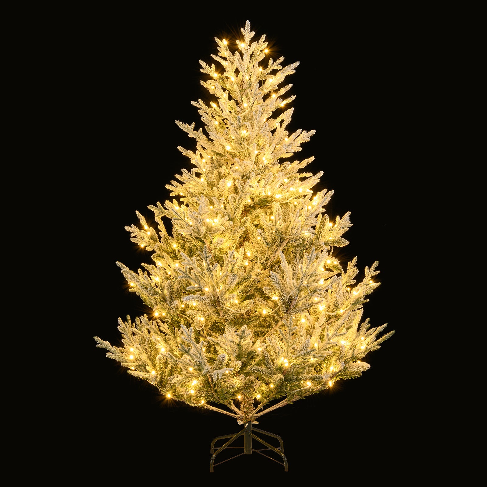 6 Ft Pre-Lit Artificial Christmas Tree, Hinged Snow Flocked, Green Christmas Tree at Gallery Canada