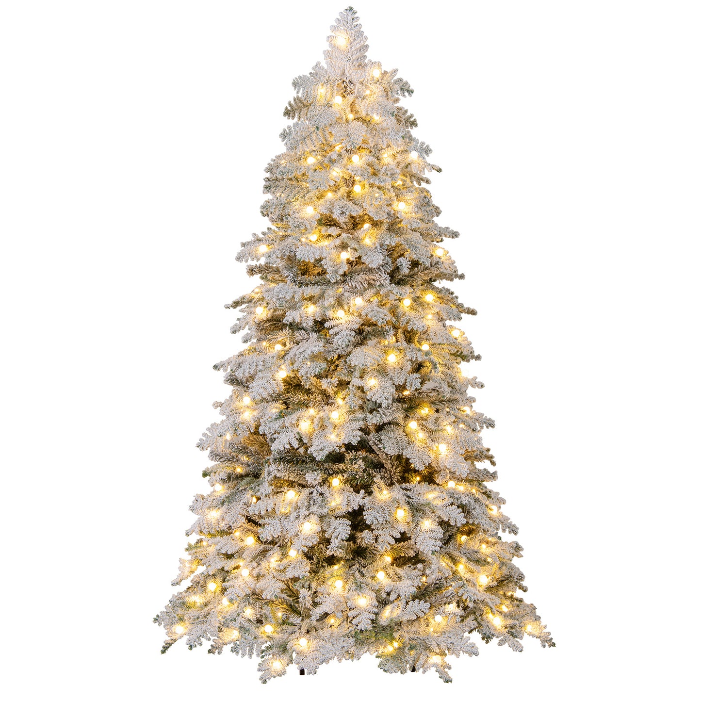 6/7 Feet Artificial Snow-flocked Christmas Tree Pre-lit Hinged Xmas Tree with 130 Twinkle Balls-6 Feet, Green Christmas Tree at Gallery Canada