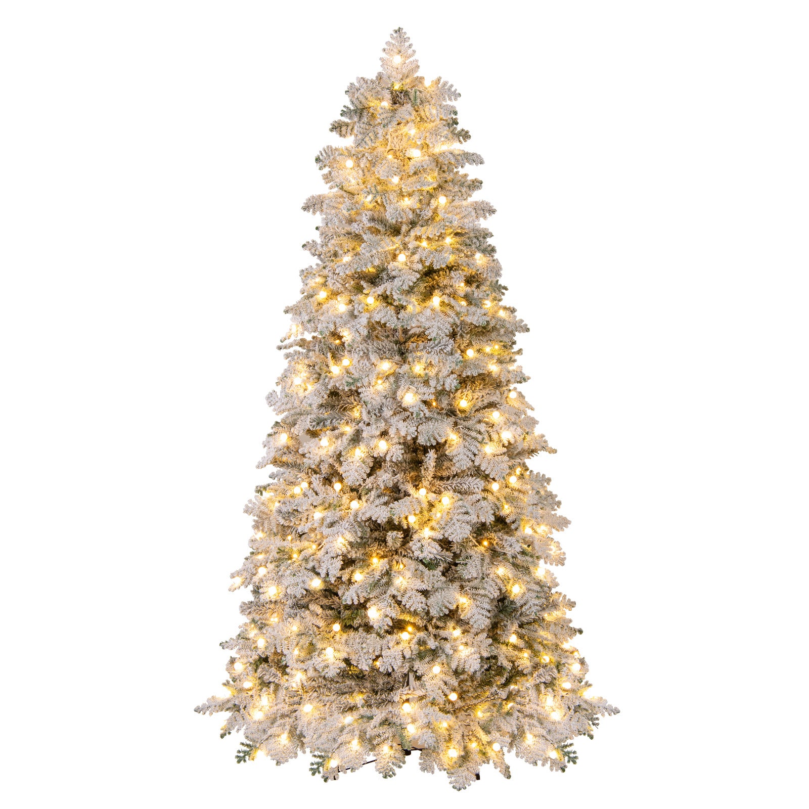 6/7 Feet Artificial Snow-flocked Christmas Tree Pre-lit Hinged Xmas Tree with 130 Twinkle Balls-7 Feet, Green Christmas Tree Options at Gallery Canada