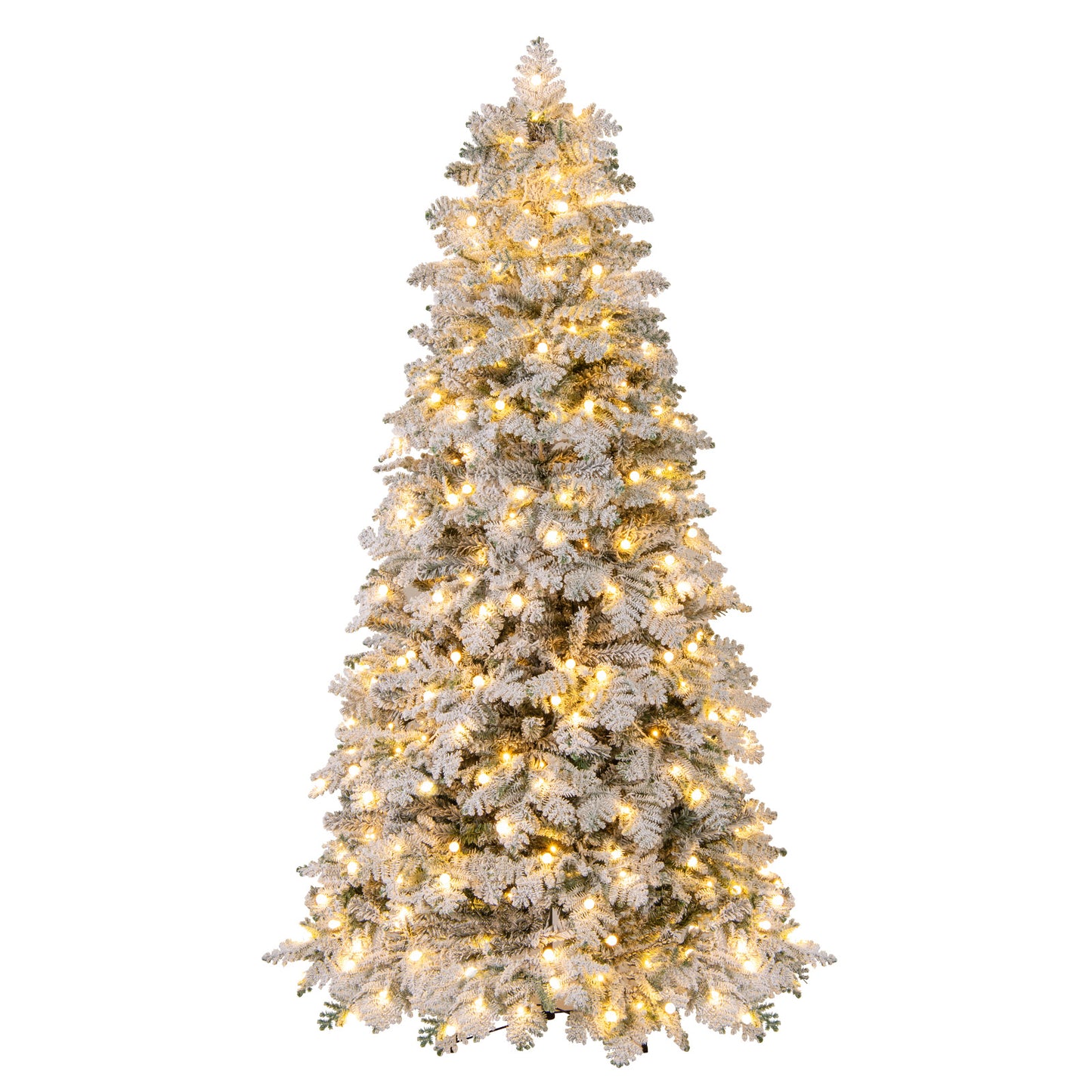 6/7 Feet Artificial Snow-flocked Christmas Tree Pre-lit Hinged Xmas Tree with 130 Twinkle Balls-7 Feet, Green Christmas Tree at Gallery Canada