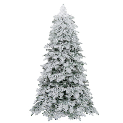 6 Feet Artificial Snow-Flocked Christmas Tree, Pre-Lit Hinged, Green and White Christmas Tree at Gallery Canada