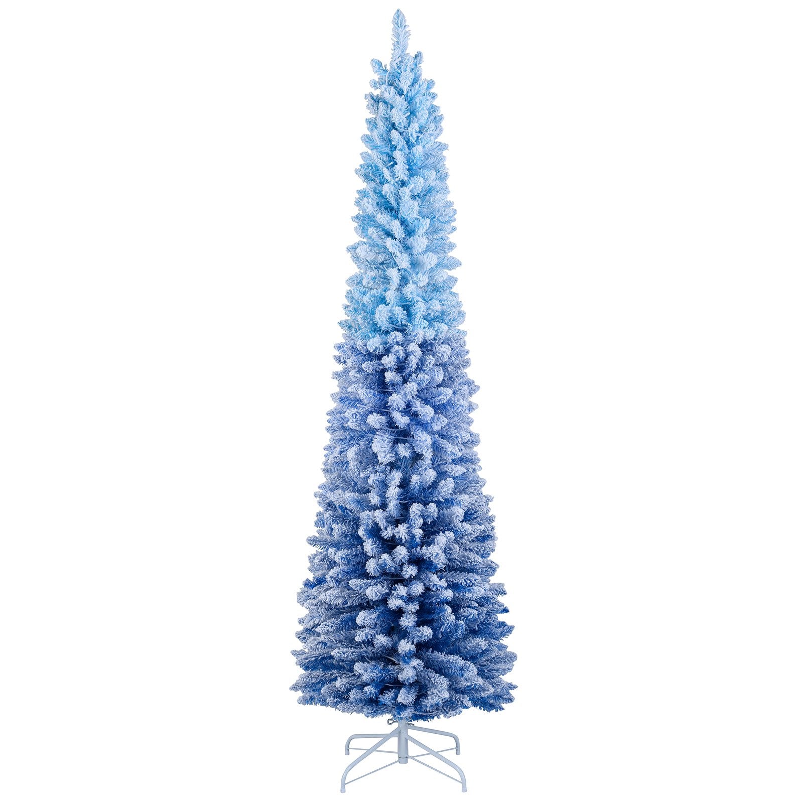6/7 Feet Snow-flocked Artificial Christmas Tree Pre-lit Xmas Tree with 220/290 Warm White LED Lights-7 Feet, Blue Christmas Tree Options at Gallery Canada