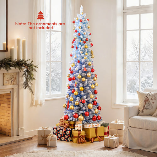 6 Feet Artificial Christmas Tree, 220 Warm White LED Lights, Blue