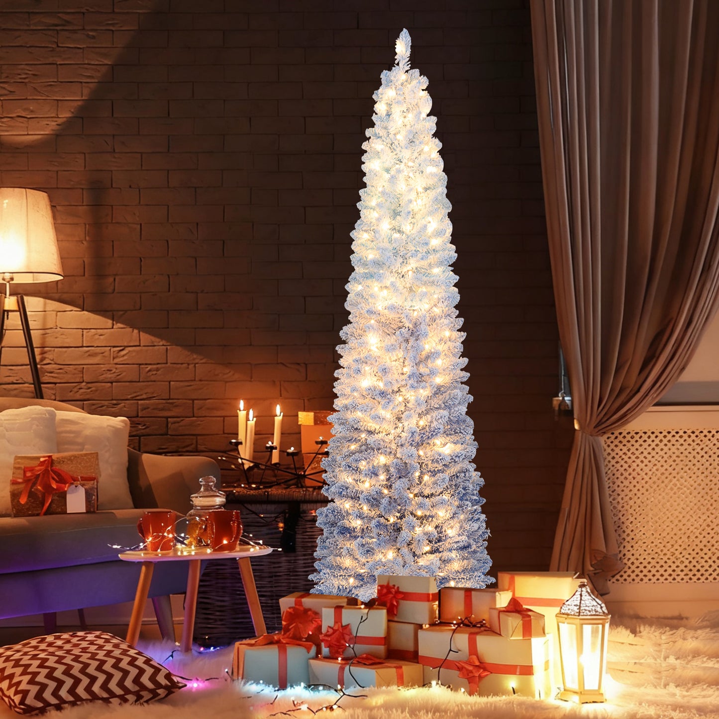 6 Feet Artificial Christmas Tree, 220 Warm White LED Lights, Blue Christmas Tree at Gallery Canada