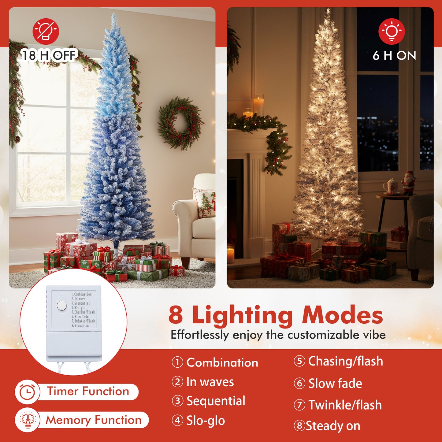 6/7 Feet Snow-Flocked Artificial Christmas Tree, Pre-Lit With 220/290 Warm White LED Lights, 7 Feet, Blue Christmas Tree at Gallery Canada