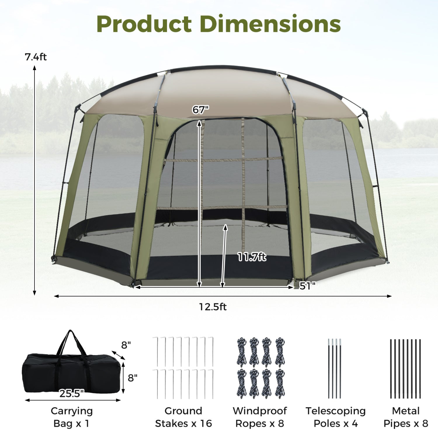 6-8 Person Netted Canopy Tent, Black Tents at Gallery Canada