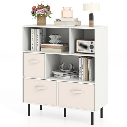 6-Cube Bookshelf with 3 Removable Folding Fabric Drawers for Living Room, White Bookcases White at Gallery Canada