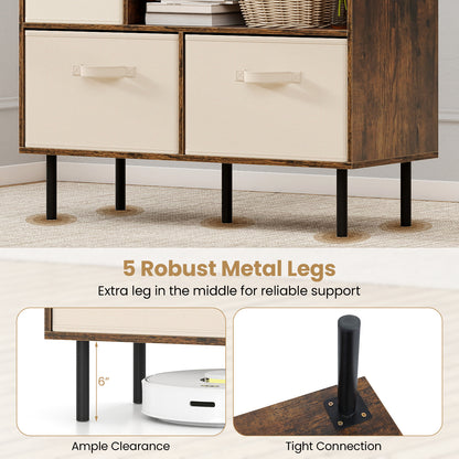 6-Cube Bookshelf with 3 Removable Folding Fabric Drawers for Living Room, Rustic Brown Bookcases at Gallery Canada