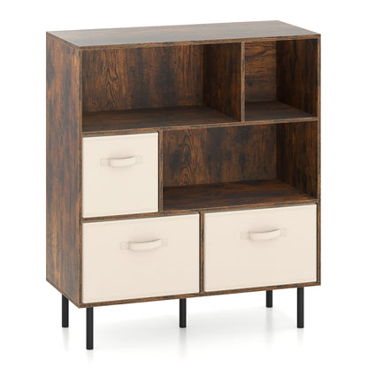 6-Cube Bookshelf with 3 Removable Folding Fabric Drawers for Living Room, Rustic Brown Bookcases Rustic Brown at Gallery Canada