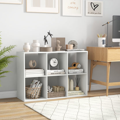 6 Cube Bookshelf With Back Guardrail, White Bookcases at Gallery Canada