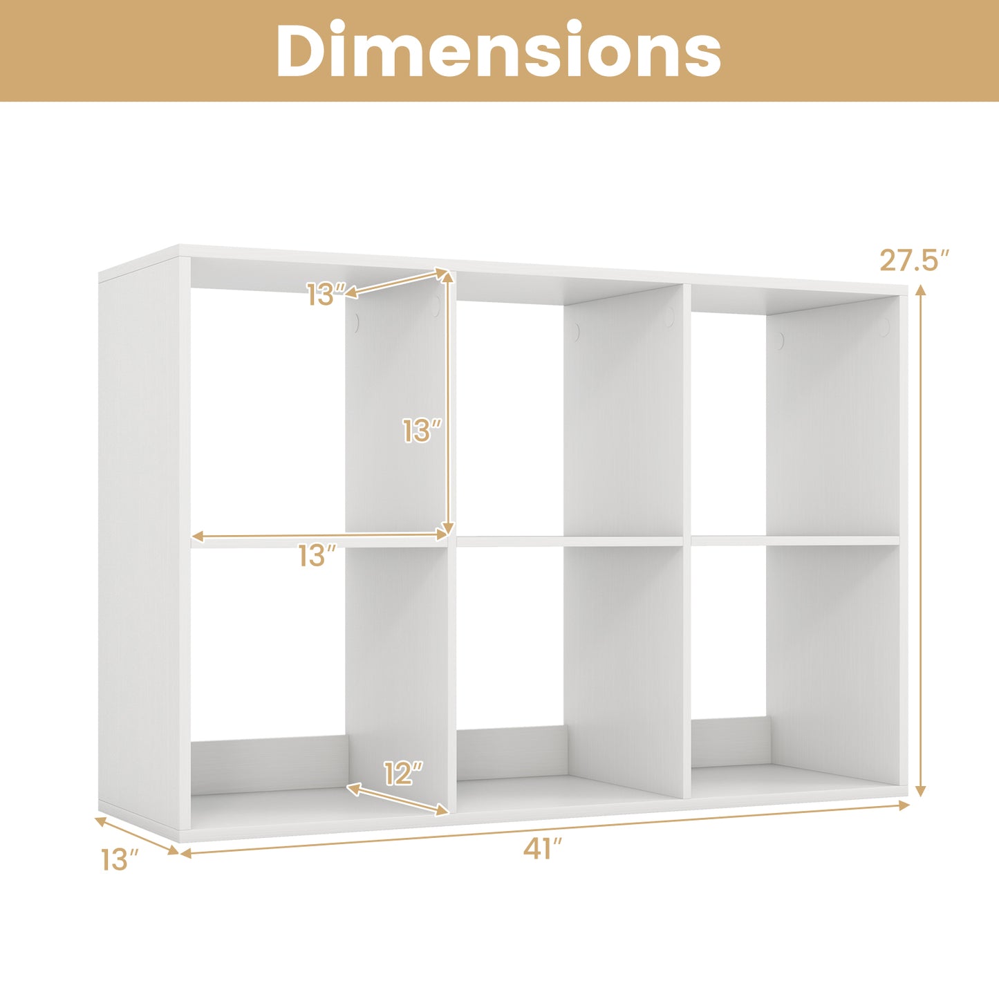 6 Cube Bookshelf With Back Guardrail, White Bookcases at Gallery Canada