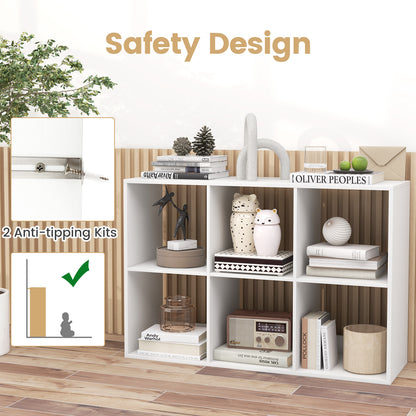 6 Cube Bookshelf With Back Guardrail, White Bookcases at Gallery Canada