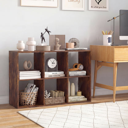 6 Cube Bookshelf With Back Guardrail, Brown Bookcases at Gallery Canada