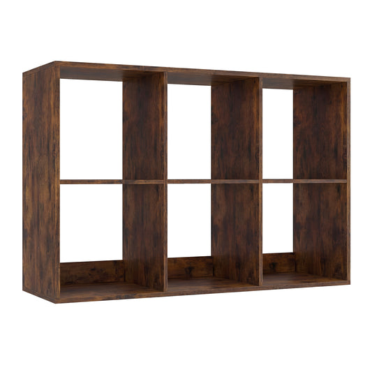 6 Cube Bookshelf With Back Guardrail, Brown Bookcases Rustic Brown at Gallery Canada
