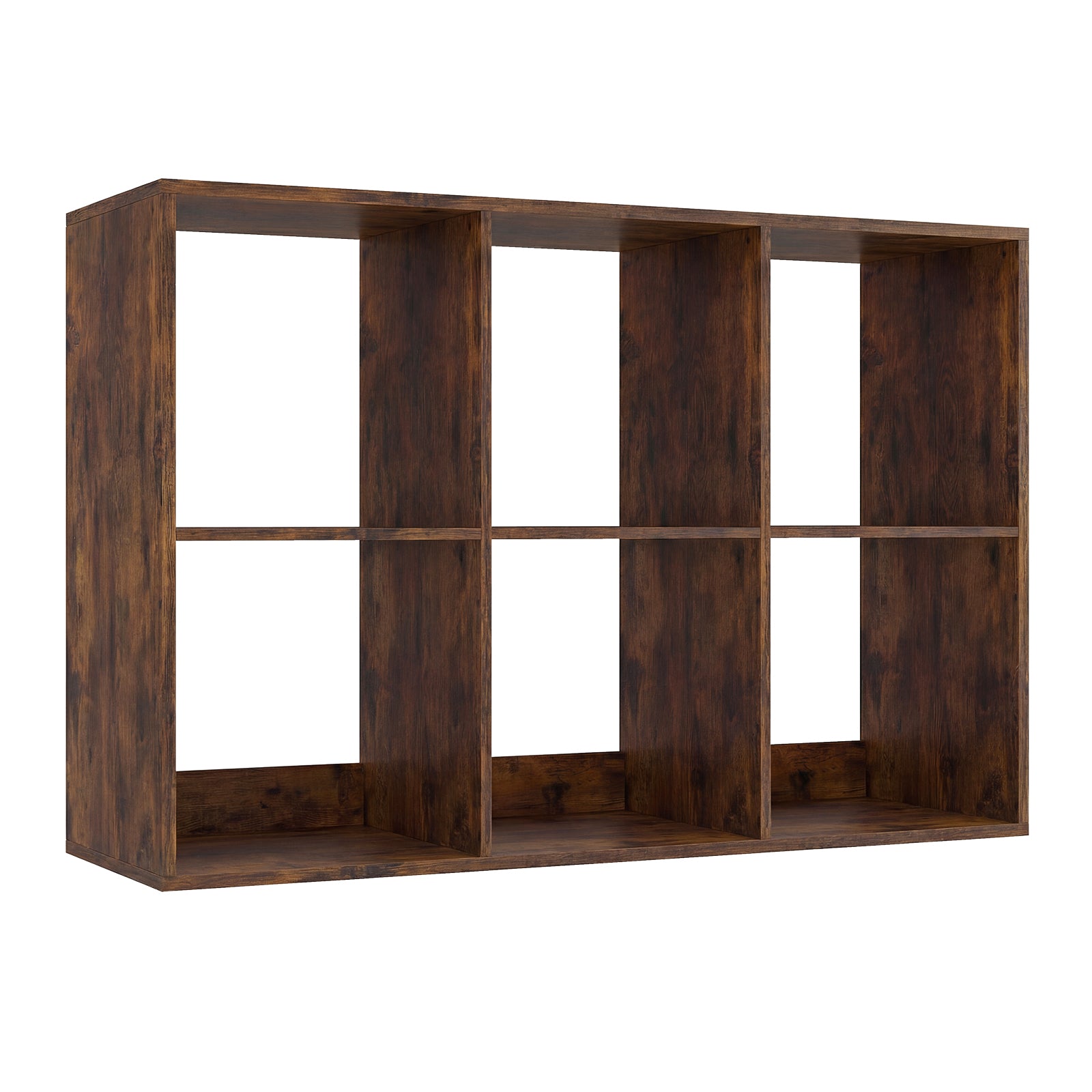 6 Cube Bookshelf With Back Guardrail, Brown Bookcases at Gallery Canada