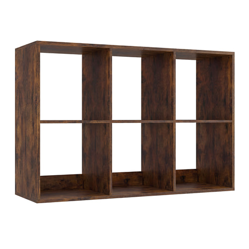 6 Cube Bookshelf With Back Guardrail, Brown