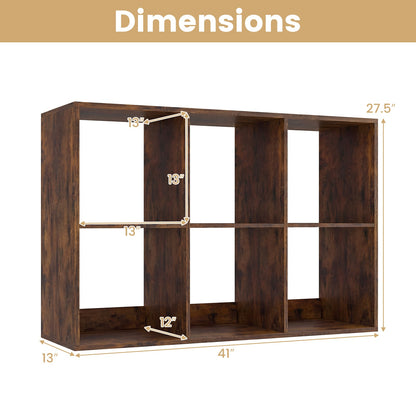 6 Cube Bookshelf With Back Guardrail, Brown Bookcases at Gallery Canada